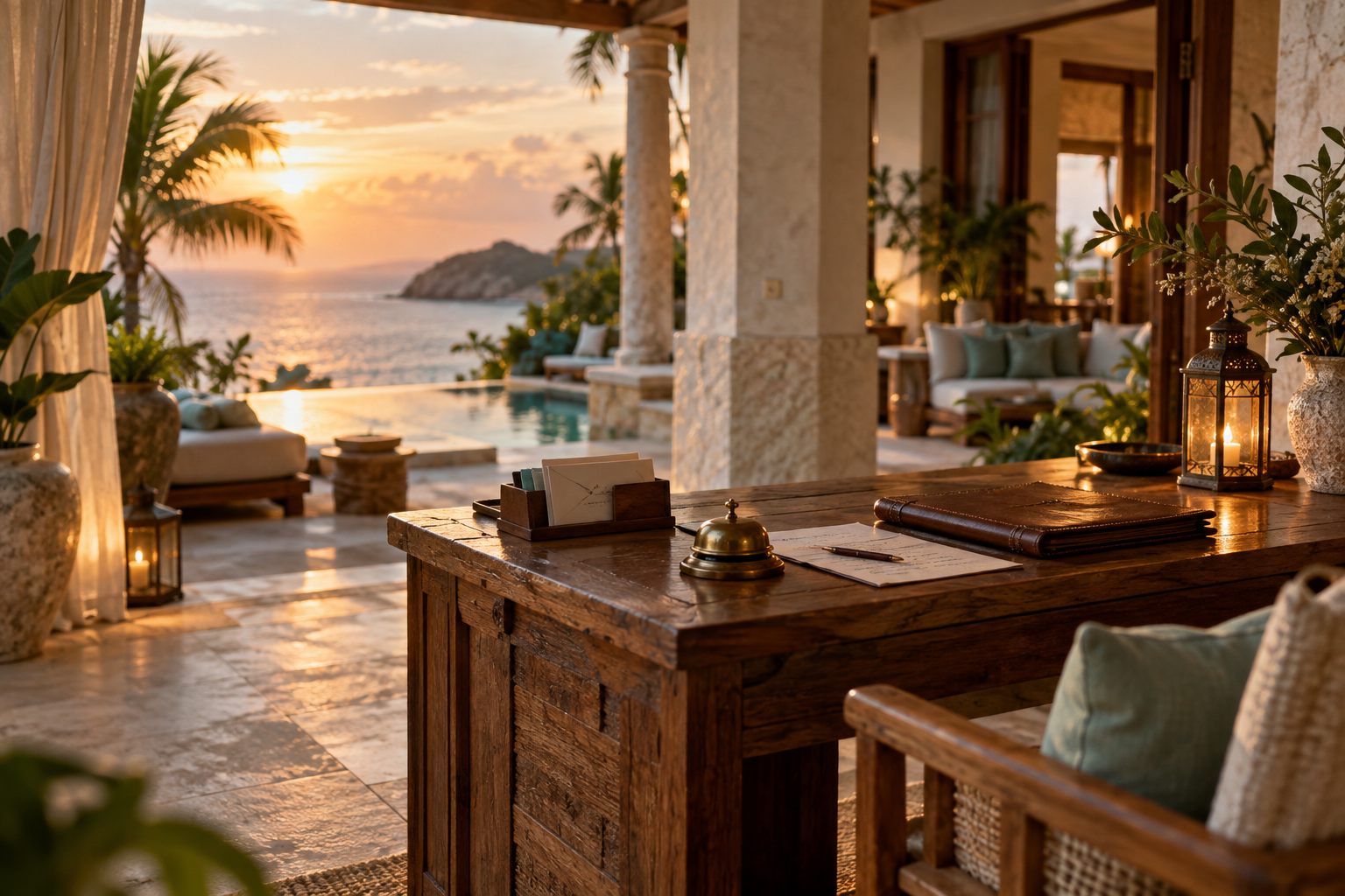 Concierge desk on the veranda