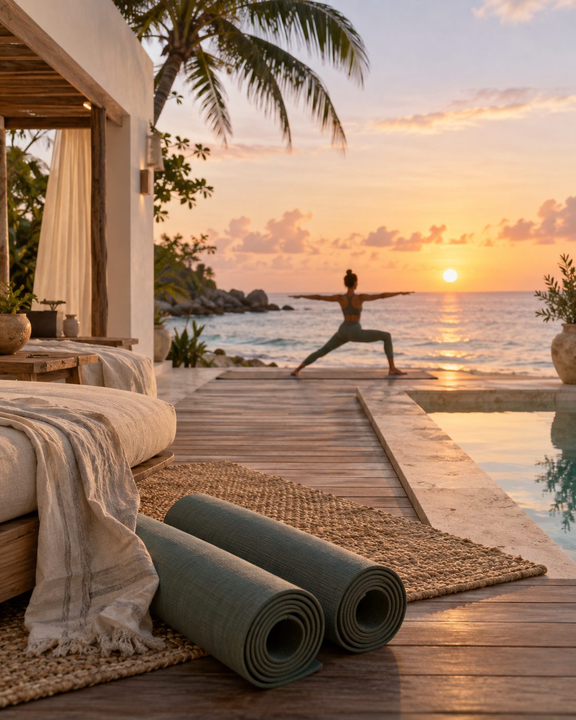 Yoga deck at sunrise