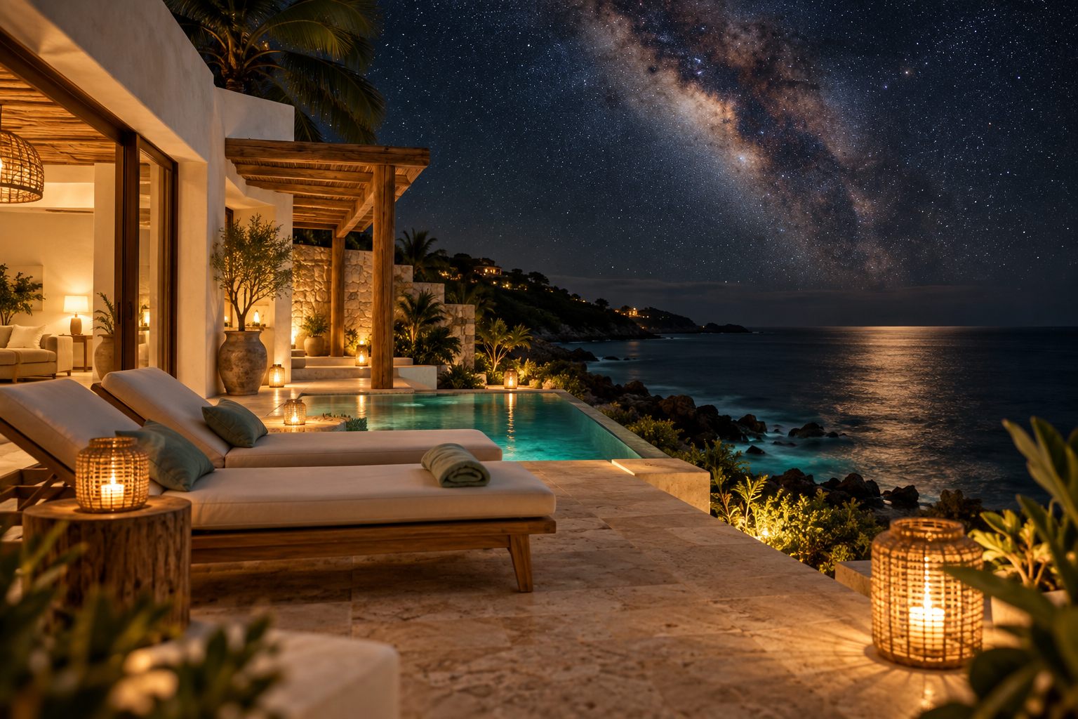 Terrace under the night sky